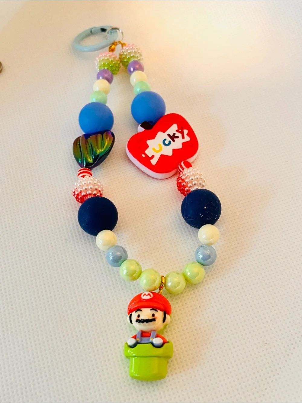 Kawaii Beaded Cell Phone Charm Strap - Handmade Super Mario
